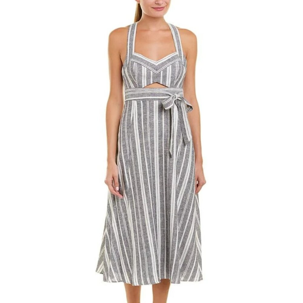 BCBG Maxazria Striped Cutout Midi Dress